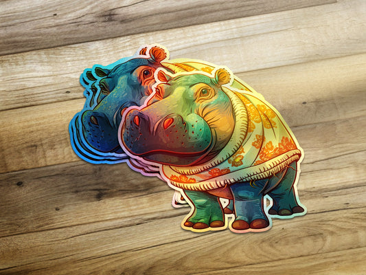 Vibrant Colorful Hippo Sticker Bundle product type