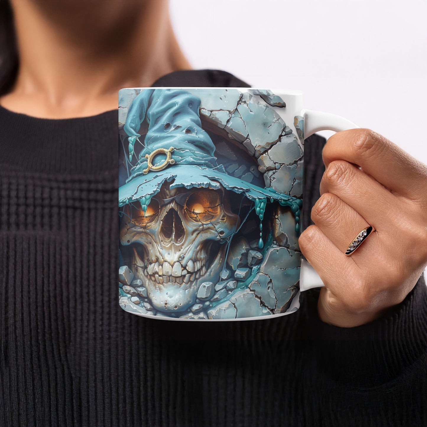 Spooky Skull Wizard Mug with Detailed Artwork product type