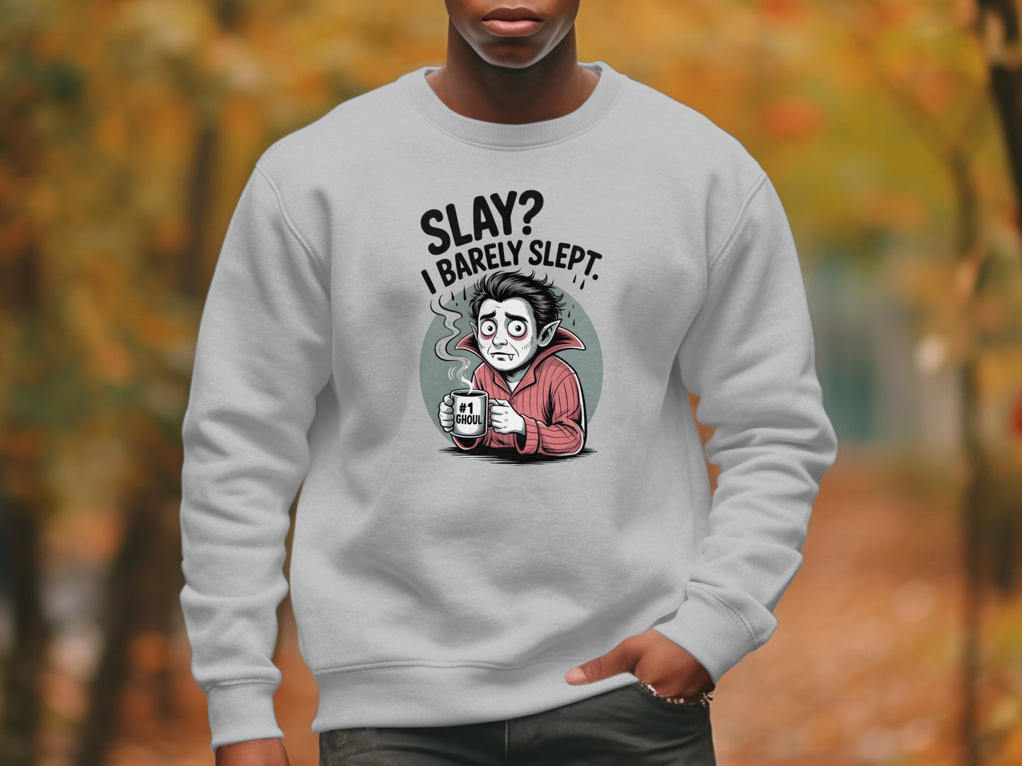 Slay I Barely Slept Vampire Graphic Sweatshirt product