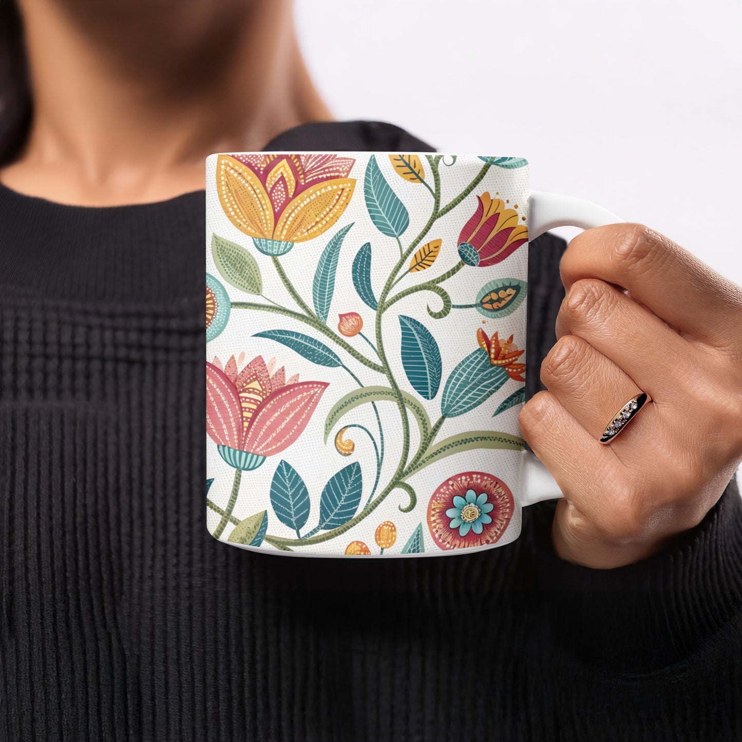 Vibrant Handheld Floral Pattern Mug product