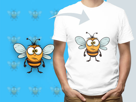 Funny Bee Cartoon T-Shirt, Cute Honeybee Graphic Tee, Unisex Summer Casual Shirt, Animal Print Top