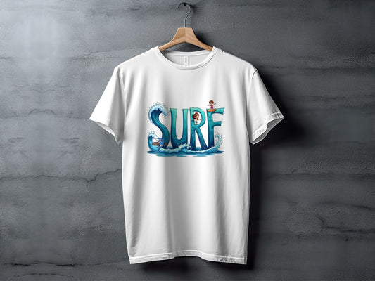 Surf Print White T-Shirt Water Theme Graphic product type