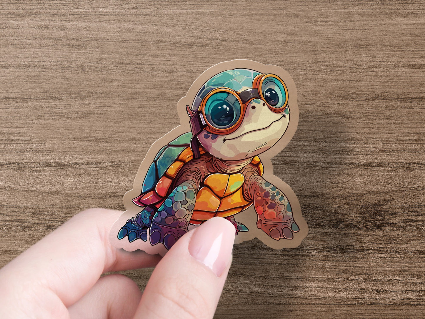 Cute Colorful Turtle with Goggles Sticker product