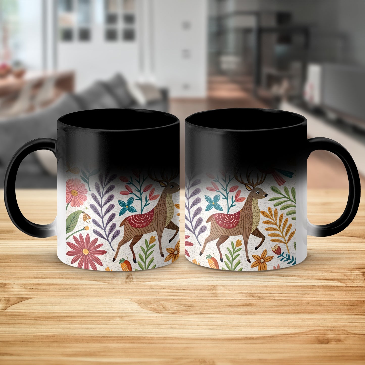 Colorful Floral Deer Pattern Coffee Mug product