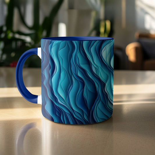 Blue Abstract Waves Pattern Coffee Mug product