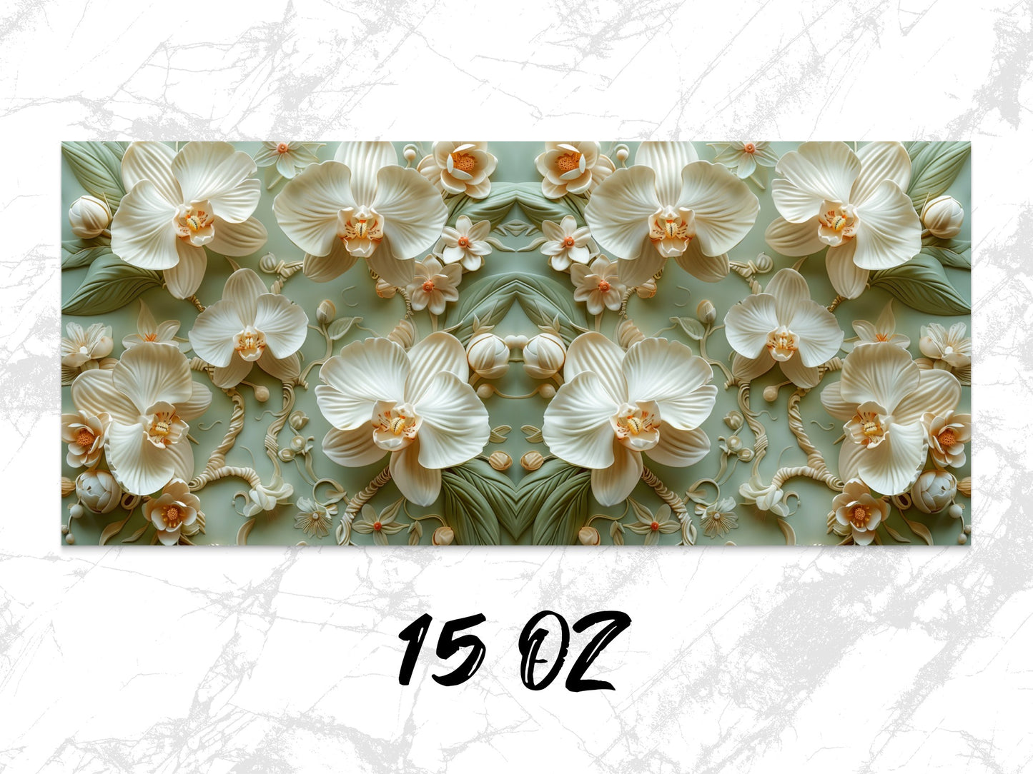 Elegant Orchid Floral Wall Art Print, Vintage Botanical Decor, Beige Green Poster, 15 Oz Canvas