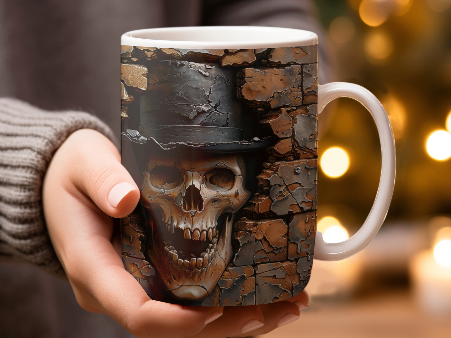 Distressed Skull and Hat Design Ceramic Mug product