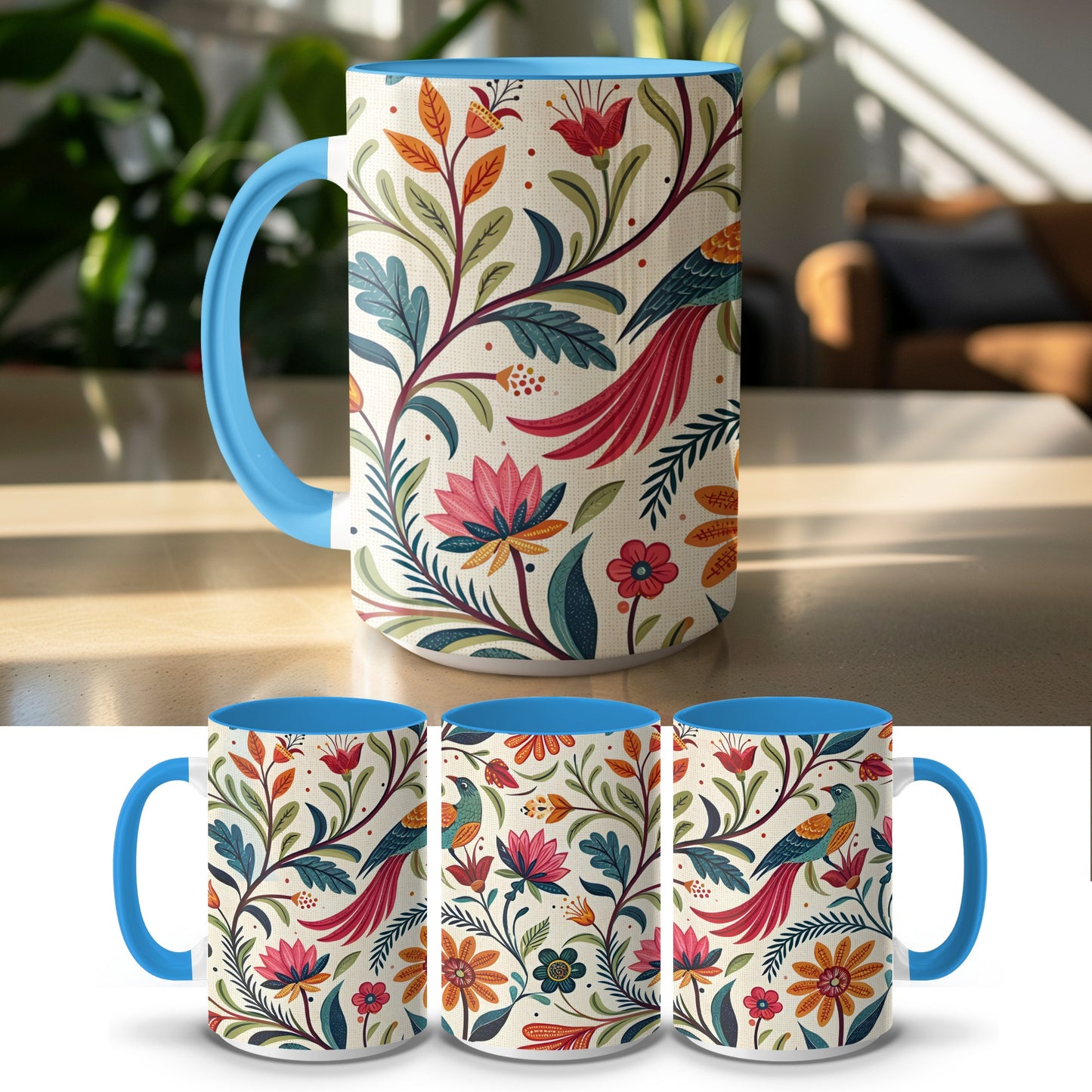 Colorful Artistic Floral Design Ceramic Mug product