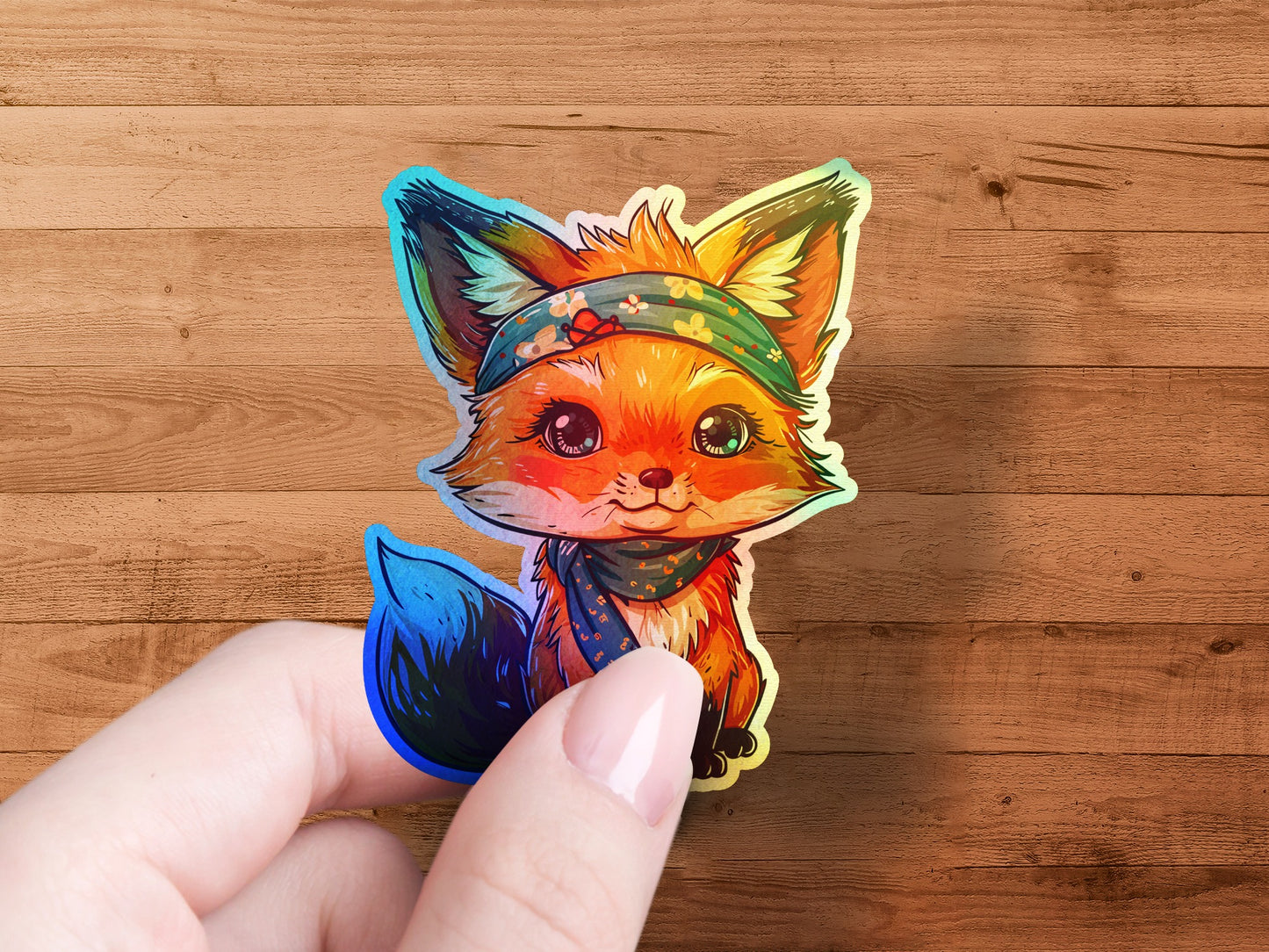 Colorful Fox in Bandana Sticker Adorable product type