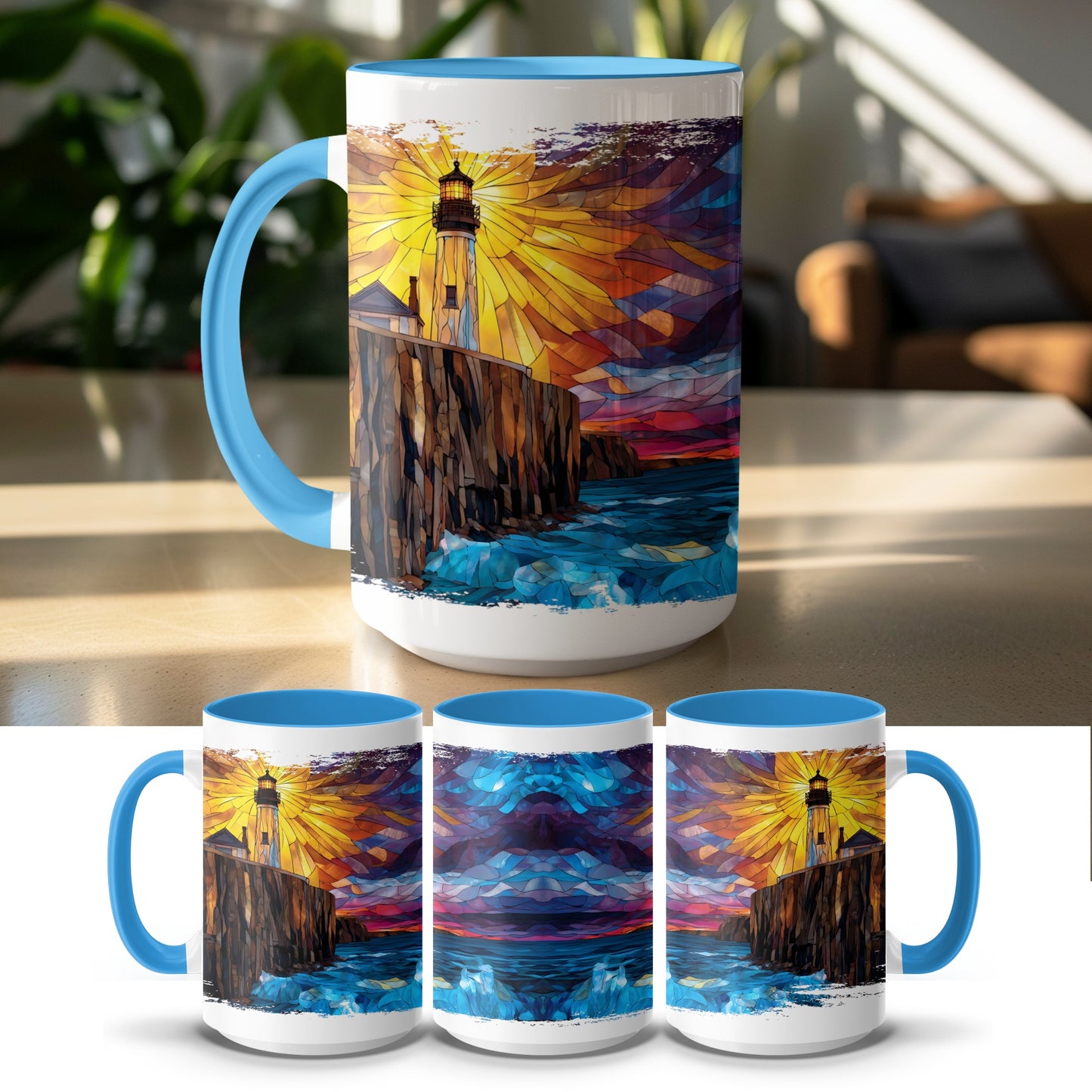 Colorful Lighthouse Art Print Ceramic Mug product