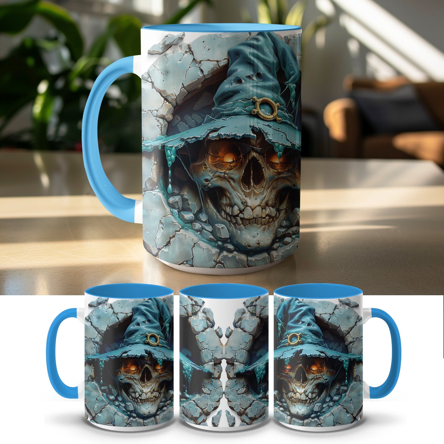 Spooky Skull in Cracked Wall Design Mug product type