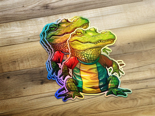 Colorful Two Alligators Art Design Sticker type product