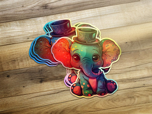 Colorful Elephant with Hat Sticker product type
