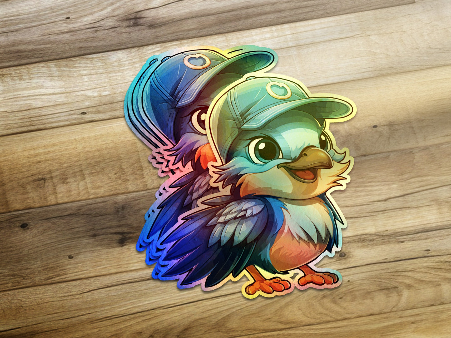 Cheerful Cap-Wearing Bird Sticker product type