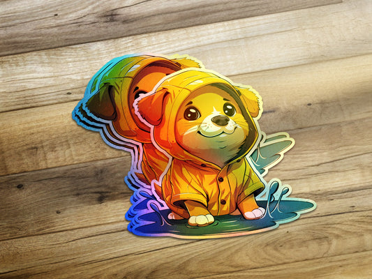 Cute Puppy in Raincoat Colorful Sticker product