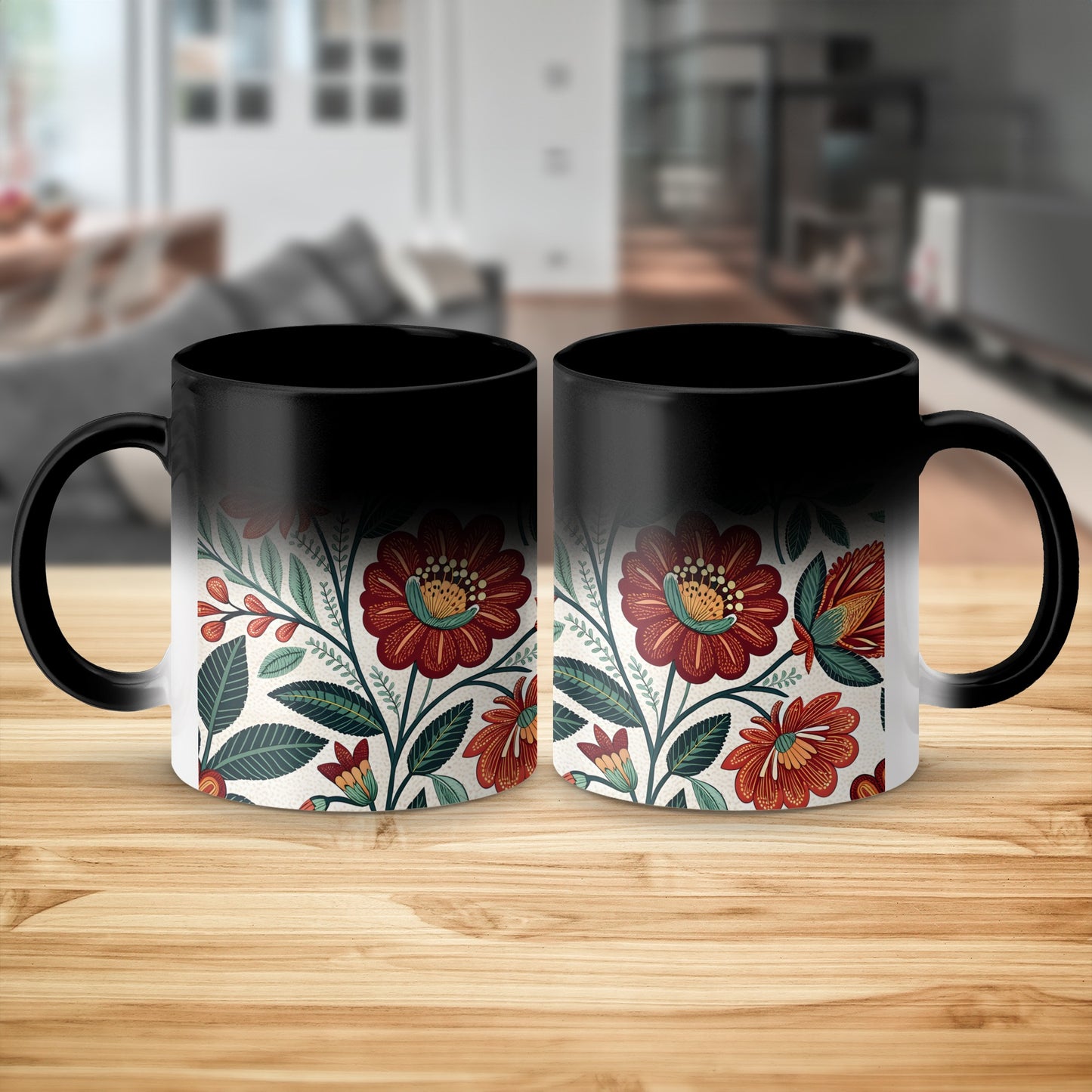 Floral Red and Green Design Mug Product