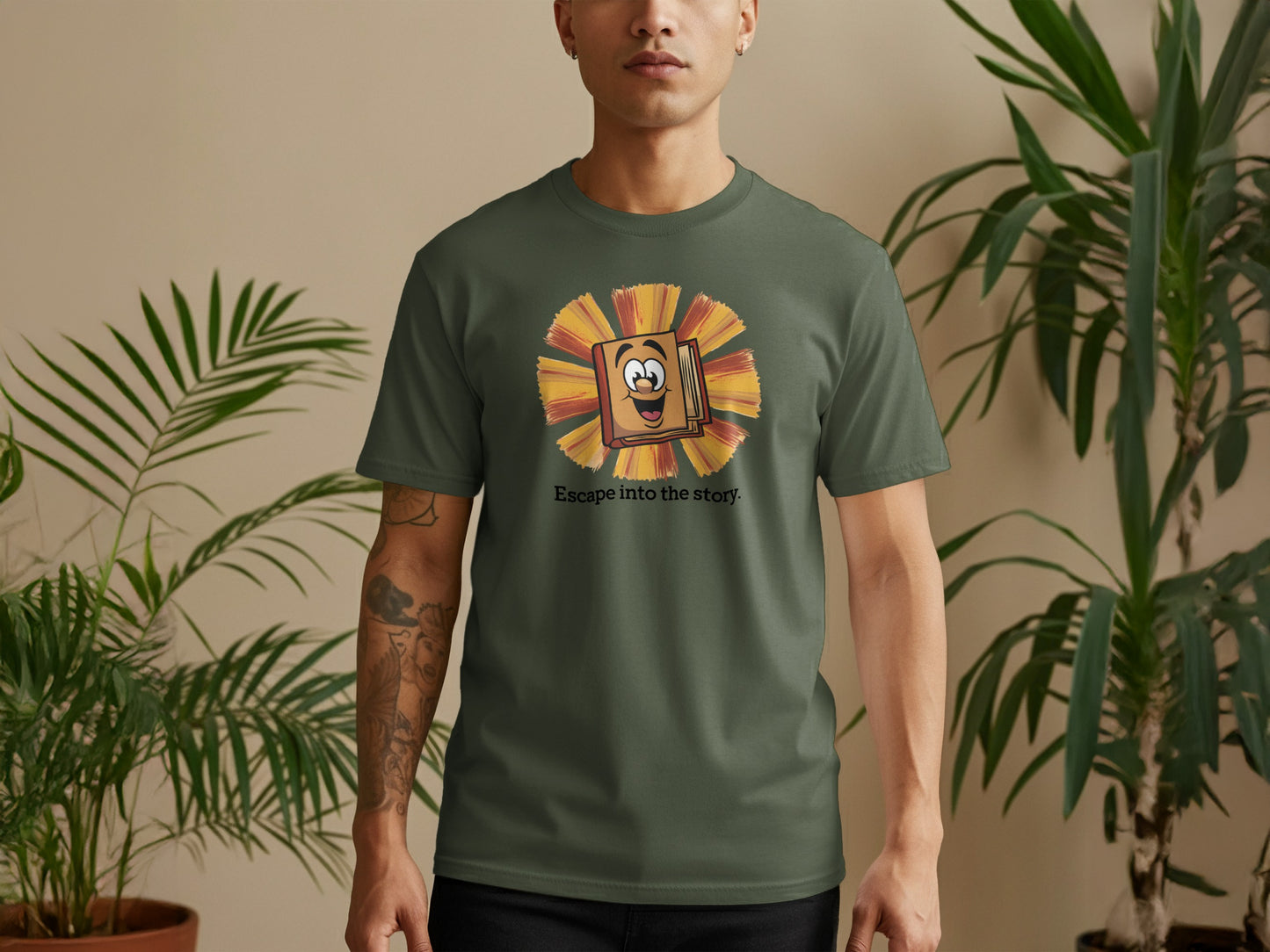 Escape into the story graphic t-shirt product type