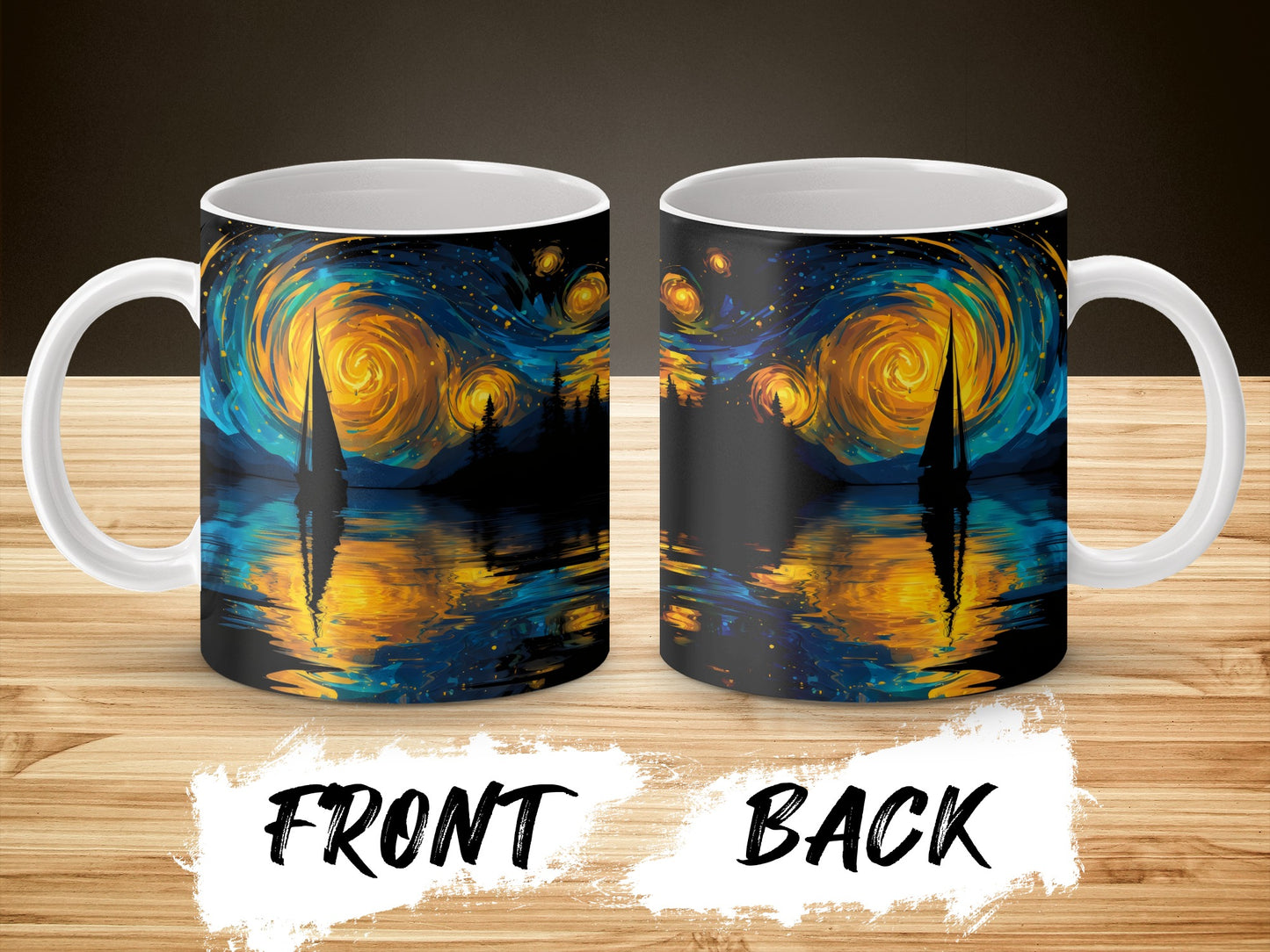 Starry Night Inspired Coffee Mug, Van Gogh Art Print Ceramic Cup, Unique Artistic Drinkware, Dual-Sided Design, Gift Idea