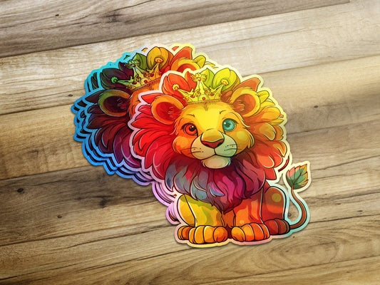 Rainbow Lion with Crown Adhesive Sticker product