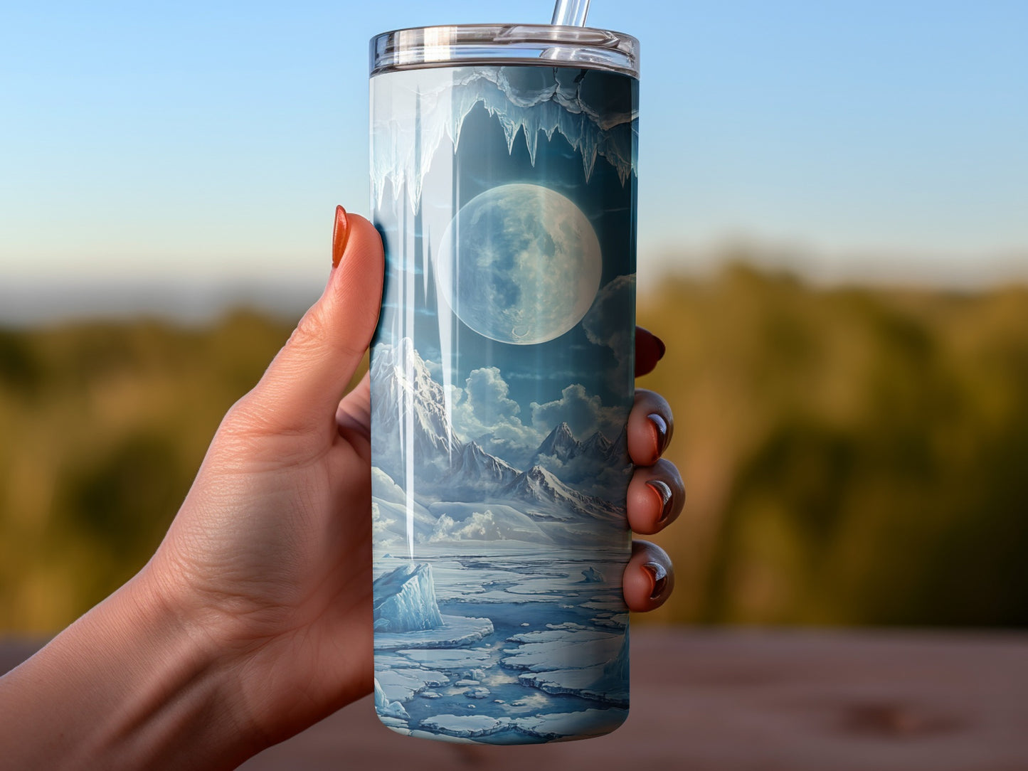 Moonlit Ice Landscape Insulated Travel Tumbler product
