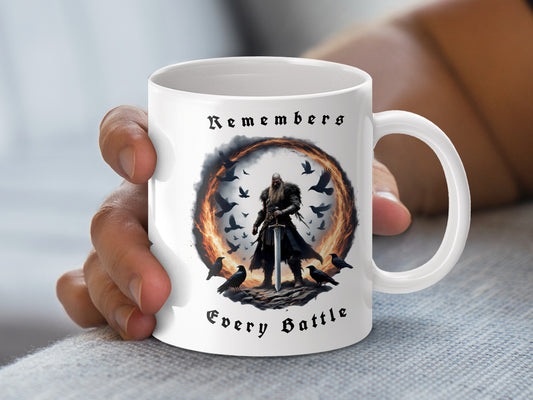 Viking Warrior Coffee Mug, Norse Mythology Gift, Fantasy Battle Themed Cup, Unique Drinkware for History Buffs