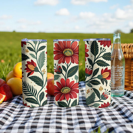 Vibrant Floral Patterned Stainless Travel Tumbler product