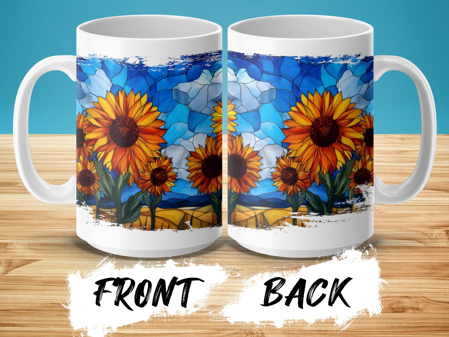 Beautiful Sunflower Stained Glass Design Mug product