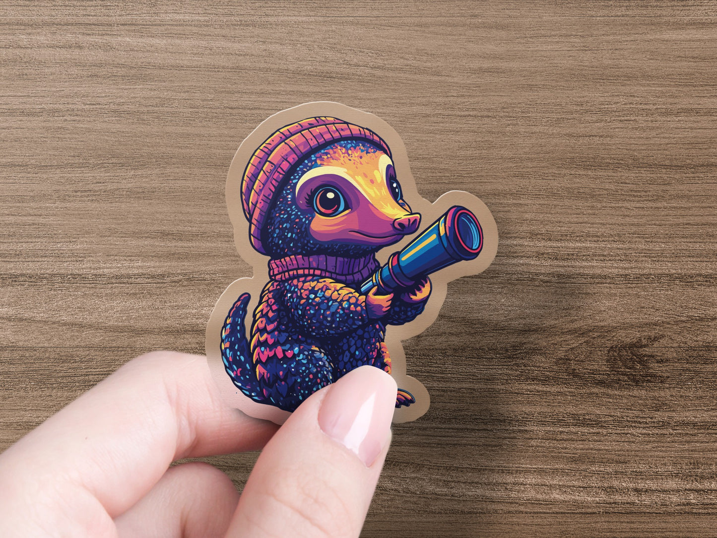 Cute Cartoon Animal with Telescope Sticker product type