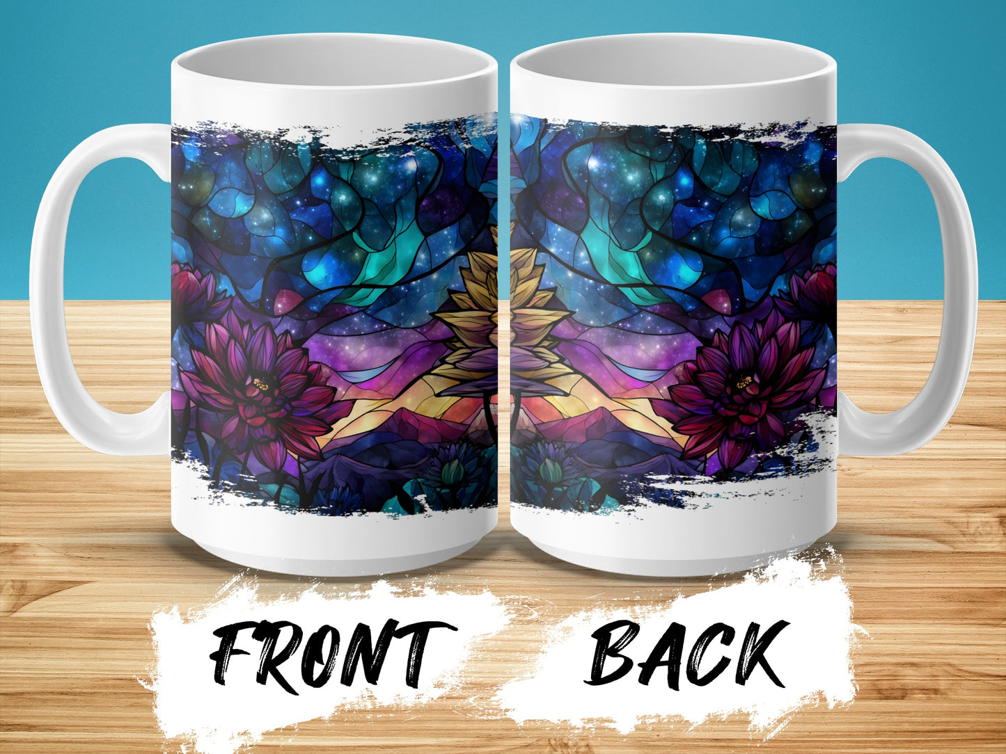 Colorful Floral And Starry Night Mug product type