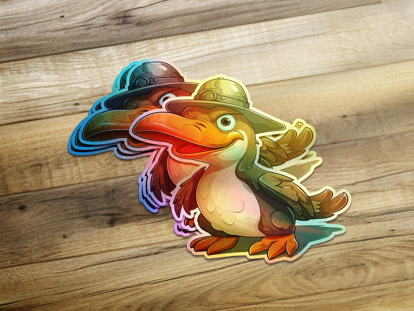 Colorful Cartoon Bird Wearing Hat Sticker product