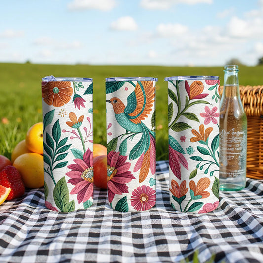 Colorful Floral Bird Design Tumbler Drinkware product type