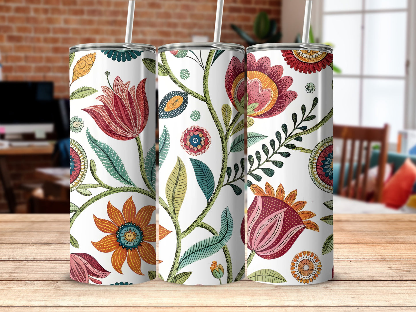Floral Pattern Double Walled Insulated Tumbler product