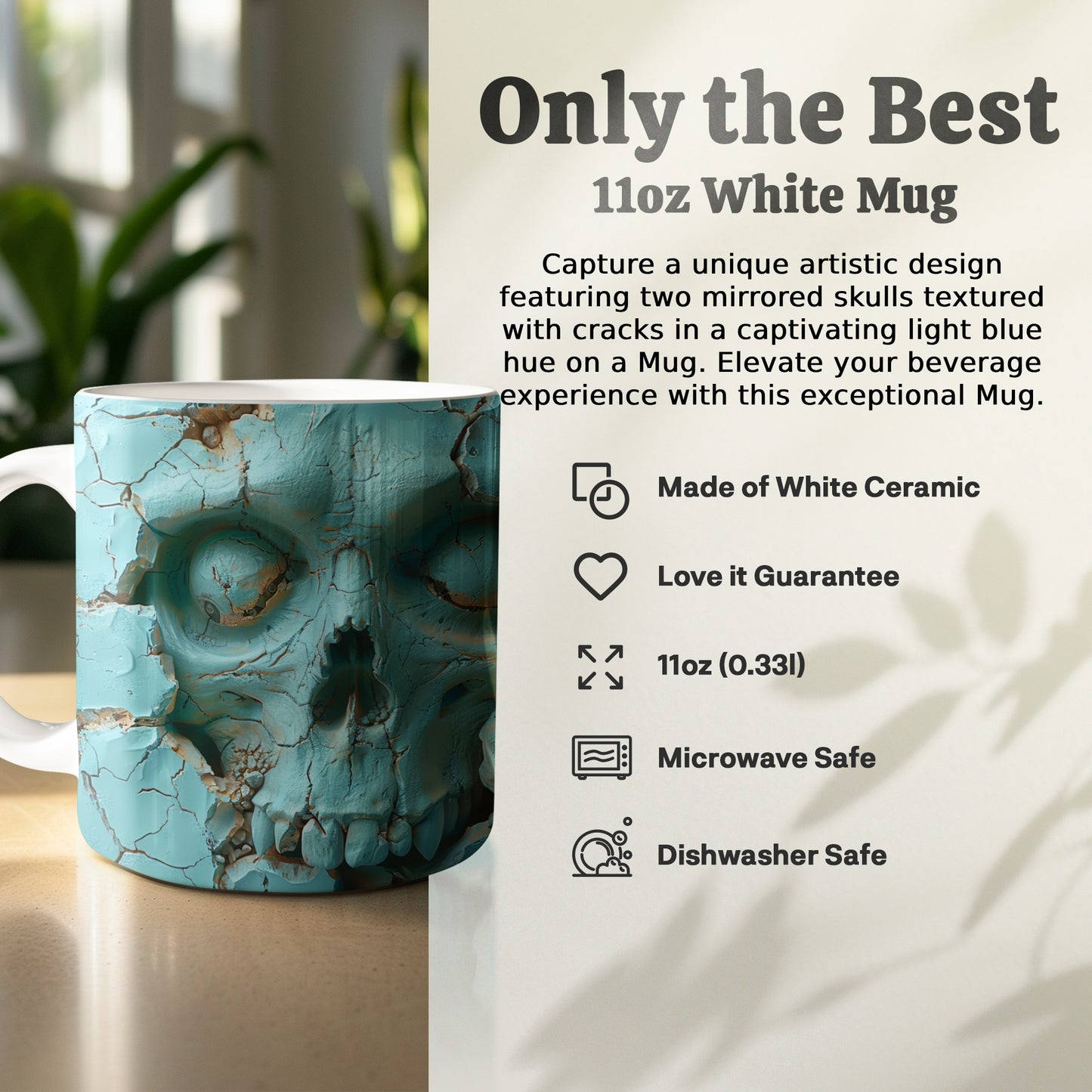 Unique Mirrored Skulls Cracked Blue Design Mug product