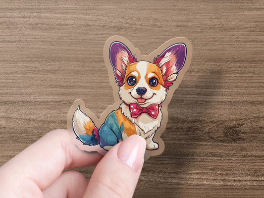 Cute Corgi Dog with Bow Tie Illustration Sticker product