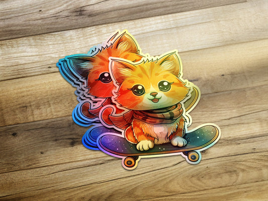 Cute Cat on Skateboard Stickers for Fun and Joy product type