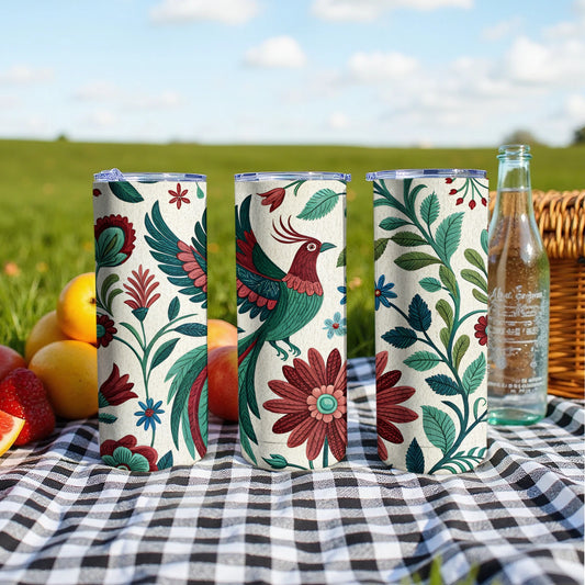 Vibrant Floral Bird Design Insulated Tumbler product