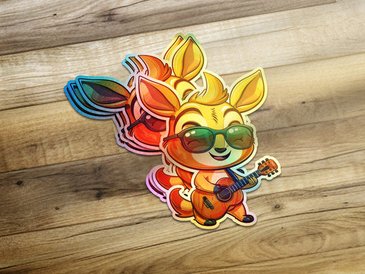 Cute Fox Playing Guitar with Sunglasses Sticker product