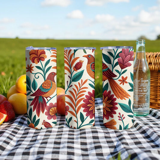 Colorful Floral Bird Design Insulated Tumbler product