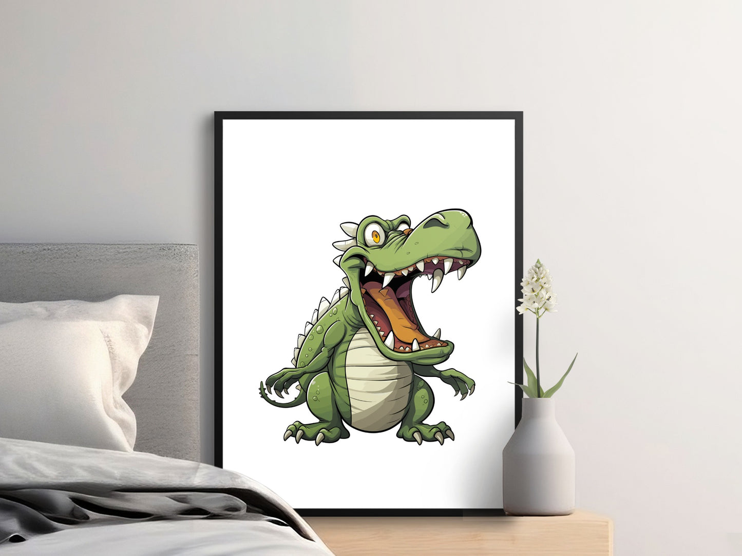 Colorful Cartoon Crocodile Art Print, Kids Room Wall Decor, Fun Animal Illustration, Playful Nursery Poster, Bold Graphic Artwork
