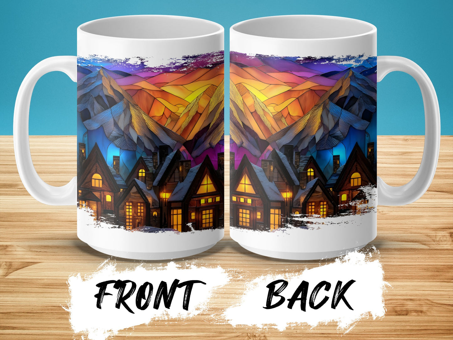 Charming Mountain Village Sunset Scene Mug product