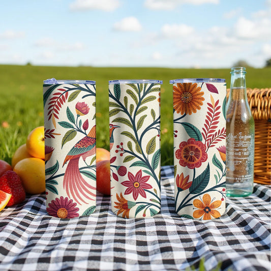 Floral Bird Patterned Insulated Tumbler Mug product