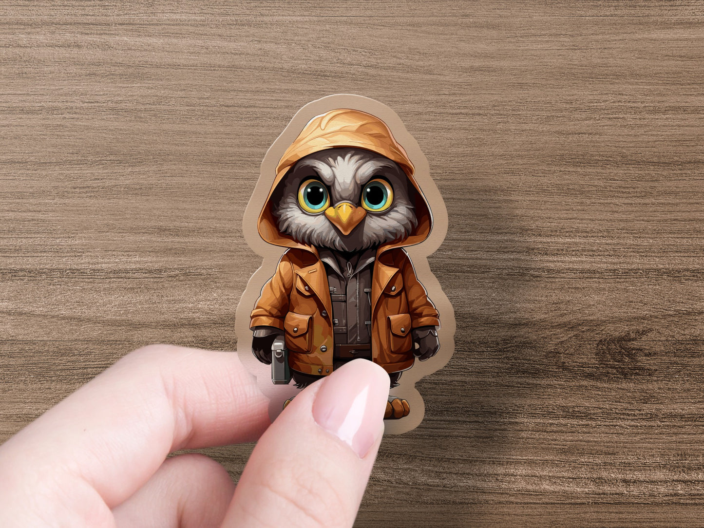 Adorable Owl in Jacket Vinyl Decal Sticker product type