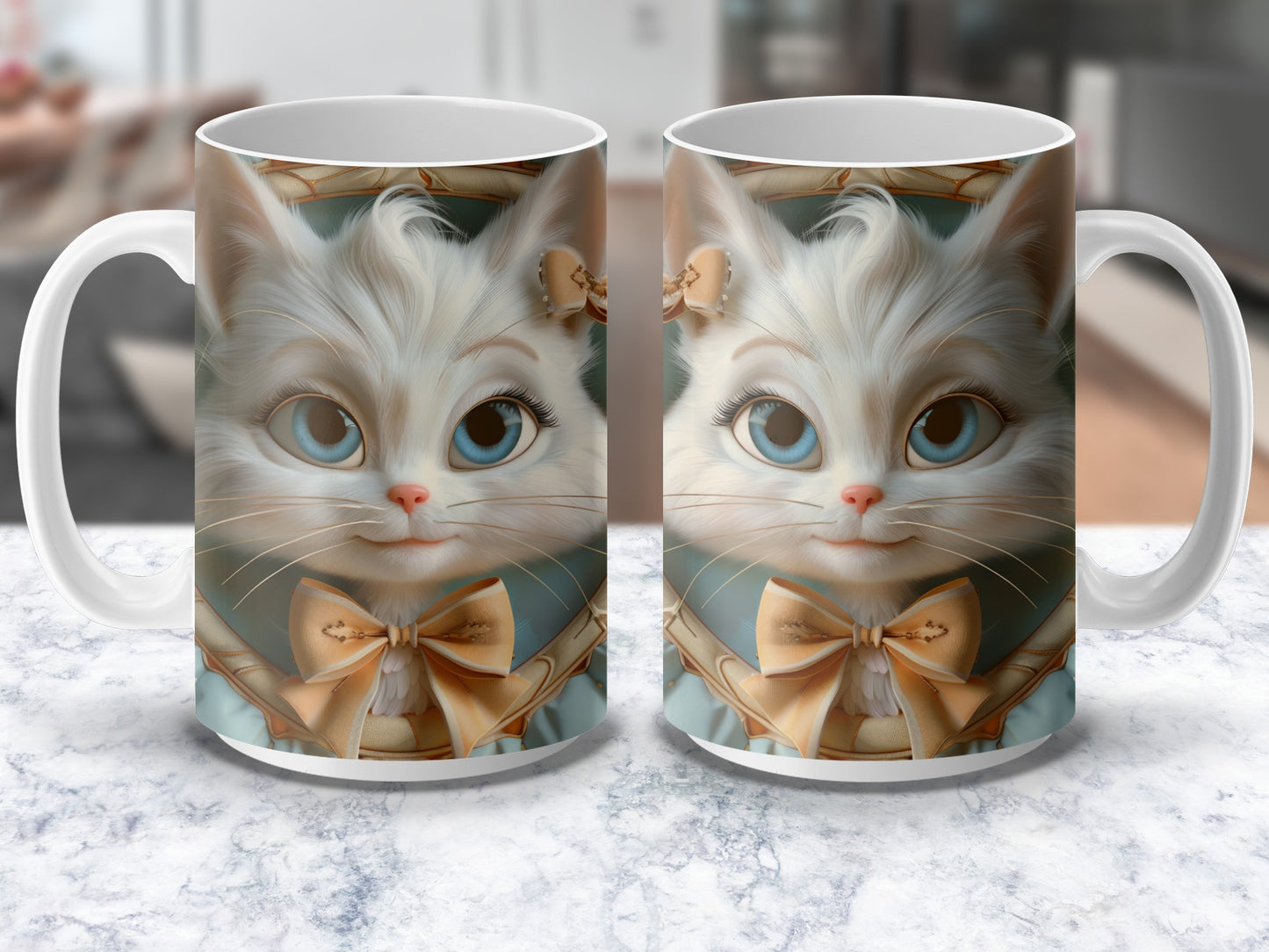 Cute Cat Mug with Bow Tie Design, Unique Kitten Coffee Cup, Perfect Gift for Cat Lovers, Animal Themed Drinkware