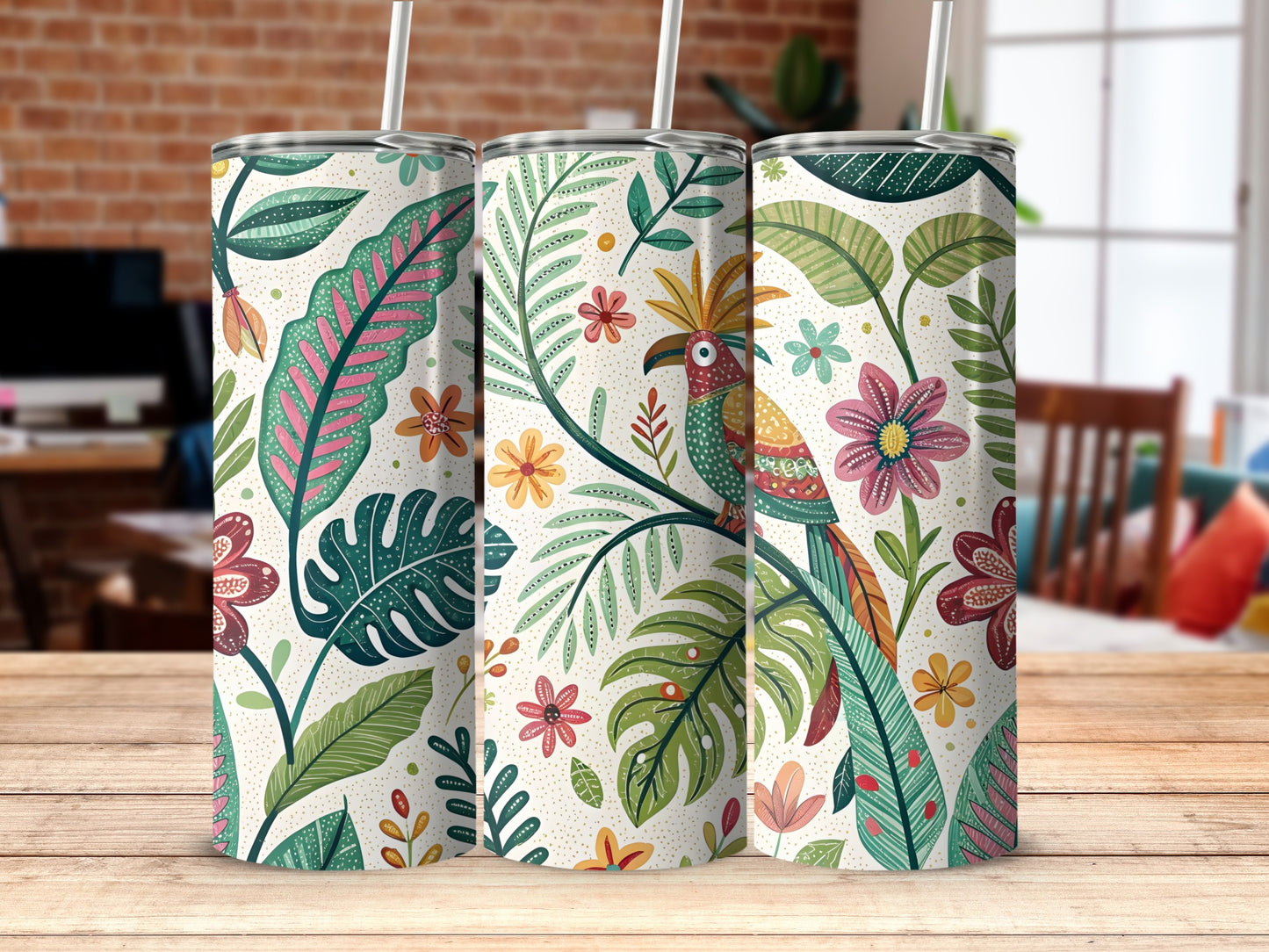 Tropical Paradise Floral Pattern Tumbler product
