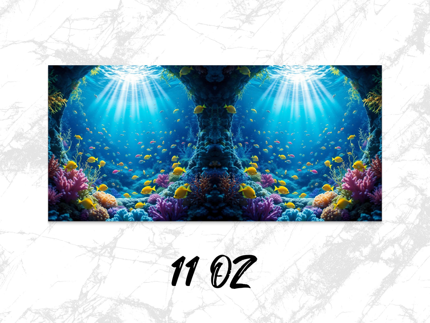 Colorful Underwater Scene Aquarium Wall Art, Vibrant Coral Reef Fish Poster, 11 Oz Large Print, Home Decor