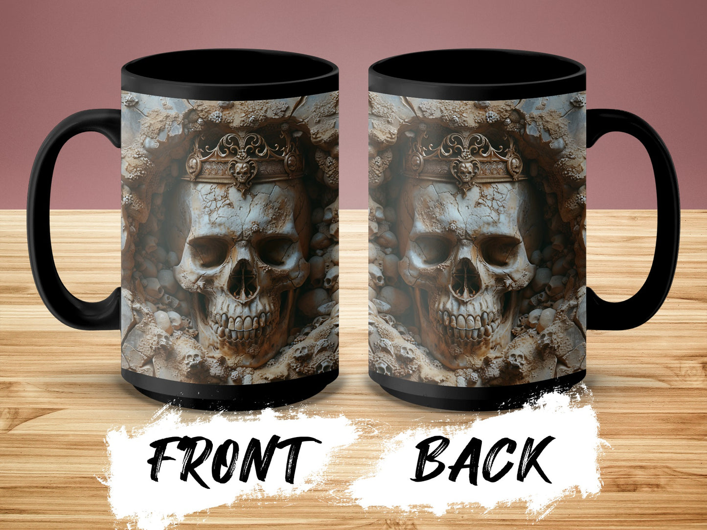 Skull King Design on Black Coffee Mug product