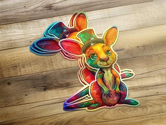 Colorful Top Hat Kangaroo Sticker product type
