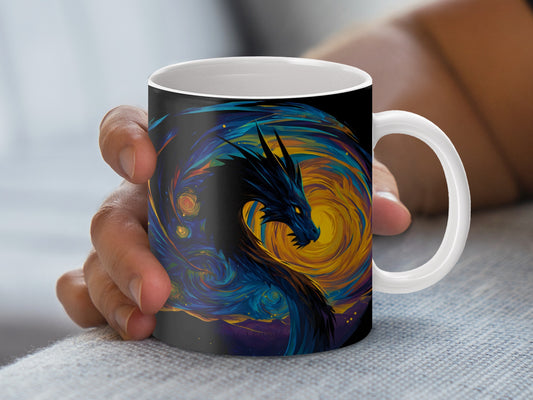 Colorful Dragon Art Coffee Mug, Fantasy Creature Design, Unique Gift Idea, Vibrant Decorative Cup