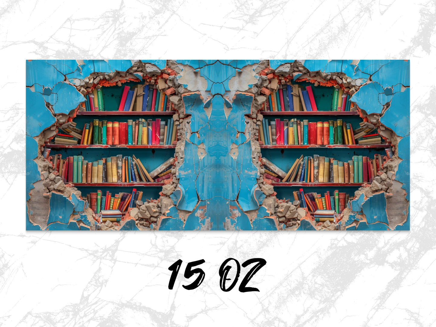 Vintage Library Wall Art Print, Distressed Books Poster, Bohemian Home Decor, Unique Antique Style Bedroom Artwork, Colorful Bookshelf Image
