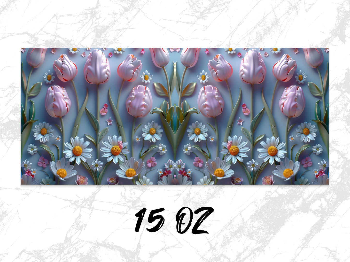Floral Mouse Pad, Tulips and Daisies Design, Large Desk Mat, Office Decor, 15 Oz, Colorful Spring Flowers, Computer Accessory